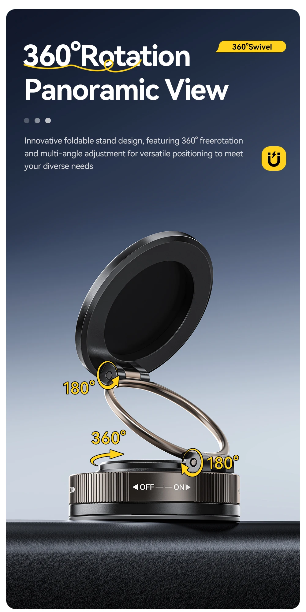 Magnetic Suction Cup Phone Holder 360° Rotatable for iPhone 16 15 14 13 Pro Max