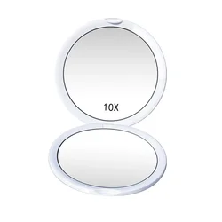 Compact 10x Magnifying Double - Sided Makeup Mirror - Portable Travel Beauty Tool (White)
