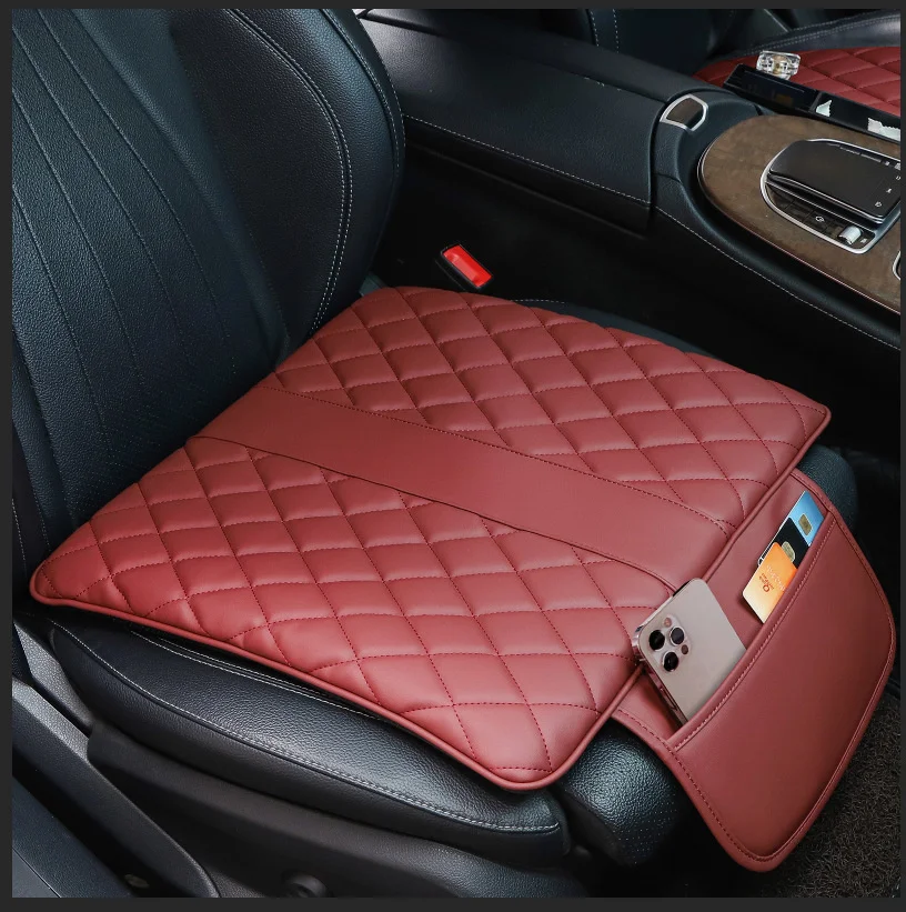 Coussin de siège de voiture avec poche, housse de protection universelle  toutes saisons, budgétaire de siège avant en cuir, coussin en polymères  pour auto - AliExpress