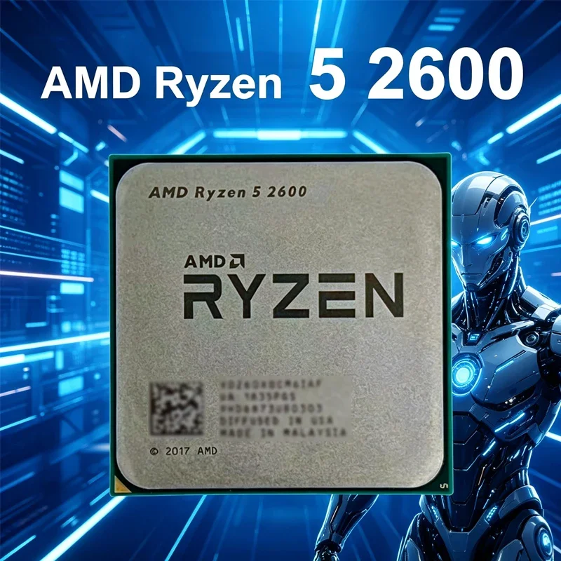 AMD 라이젠 5 2600 R5 2600 3.4GHz 6코어 12스레드 소켓 AM4 데스크탑 게이밍 CPU 프로세서 프로 맥스 4K 사무용 컴퓨터