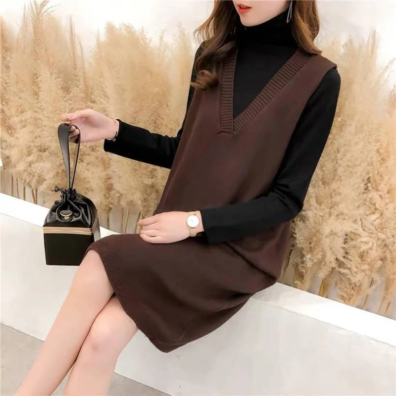 

Vest Dress Y2k Chic Casual Winter Oversize Straight Sleeveless Sweater Dress Women Thick Long Sweater Female Knitted