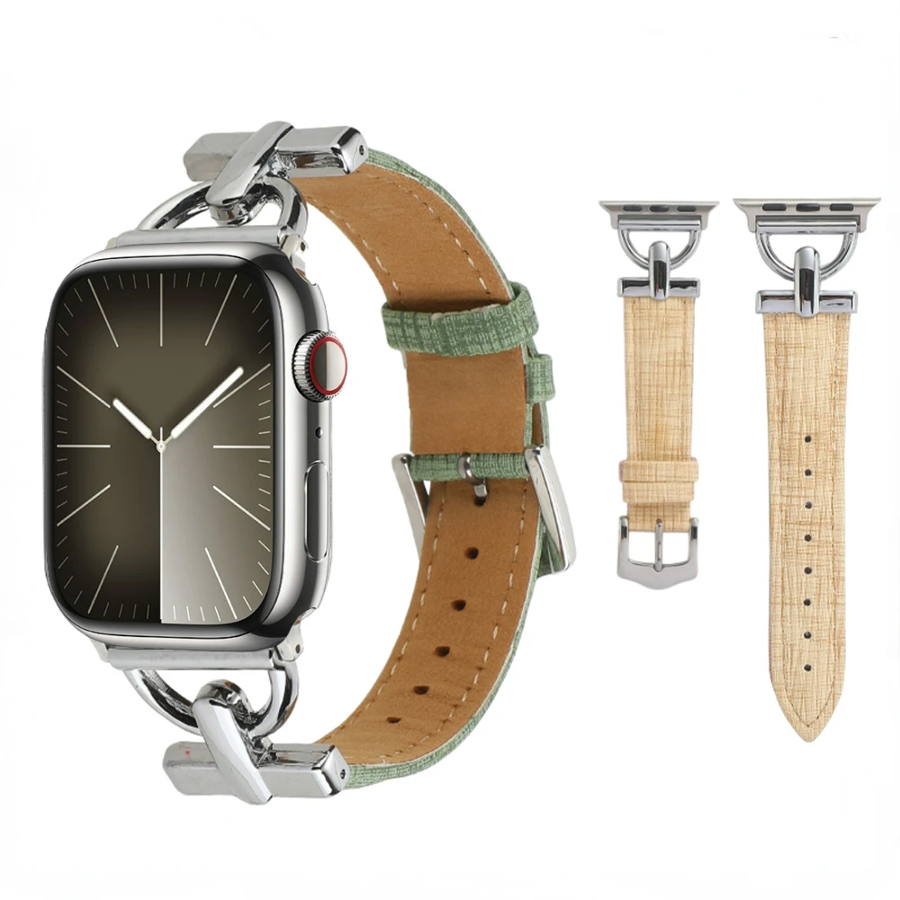 

Metal Leather Strap for Apple Watch Band 45mm 41mm 44mm 40mm 42mm 38mm 49mm Bracelet Belt iWatch Series Ultra 9 8 7 6 5 4 3 SE 2