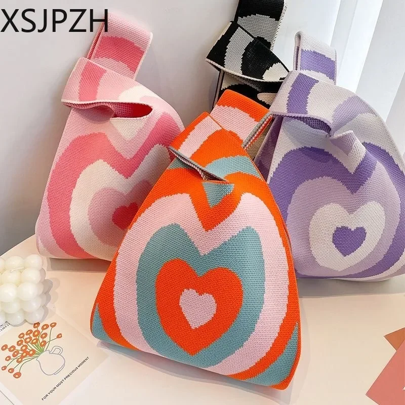 

2024 New Ladies Knitting Handbag Fashion Bag Bucket Bag Japanese Korean Versions Little Fresh ote bag lunch bag Casual Versatile