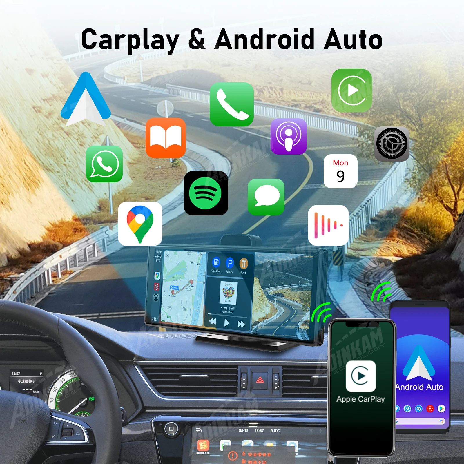 ֽ 5G    ī÷, ȵ̵ ڵ ADINKAM, 10.26 ġ ú, 4K ޴ ķ ̷ ũ, ÷ ADAS AUX