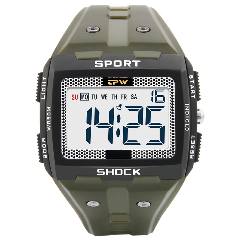 1PC 2022 New Big Numbers Men Sport Watch Digital Multifunction Alarm Chrono 5Bar Waterproof Back Light Square Screen 