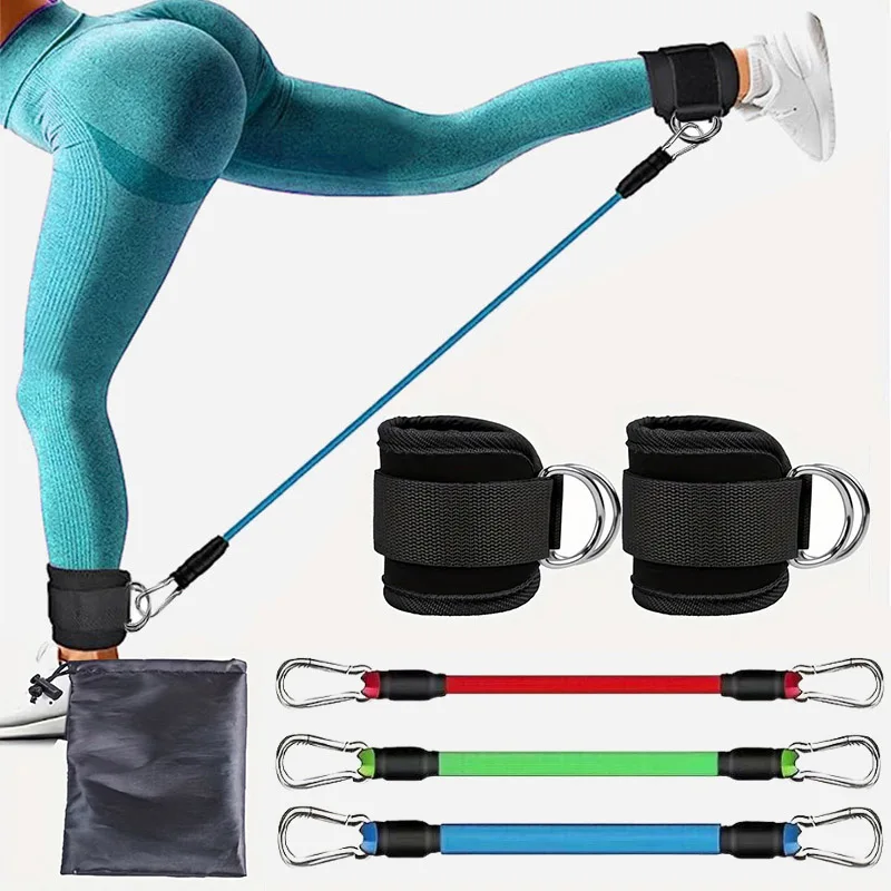 Enhanced Fitness Resistance Band Set with Ankle Straps for Workout, Exercise, and Yoga