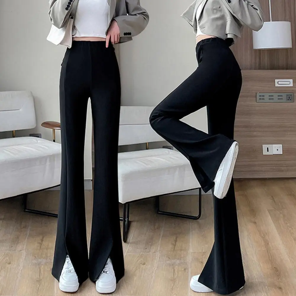 

Women Shark Flared Pants Black Elastic Slim High Waist Sexy Horseshoe Pants Micro Casual Fashion Flared leggings