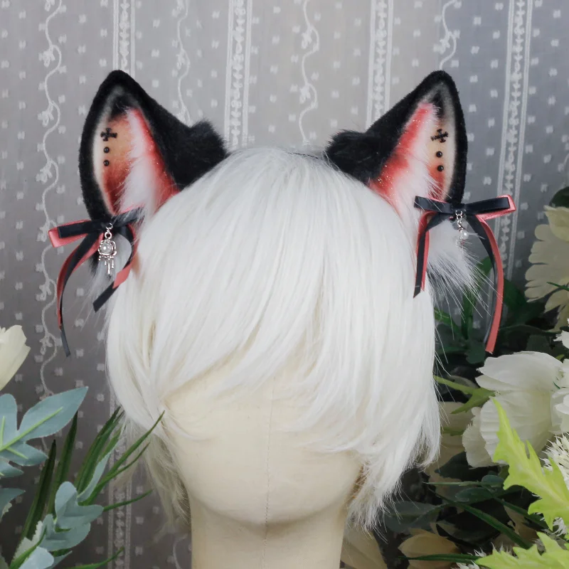

Handmade custom Halloween Christmas gift Alaska animal ear original design hairhoop hairband lolita bow clip cosplay accessories