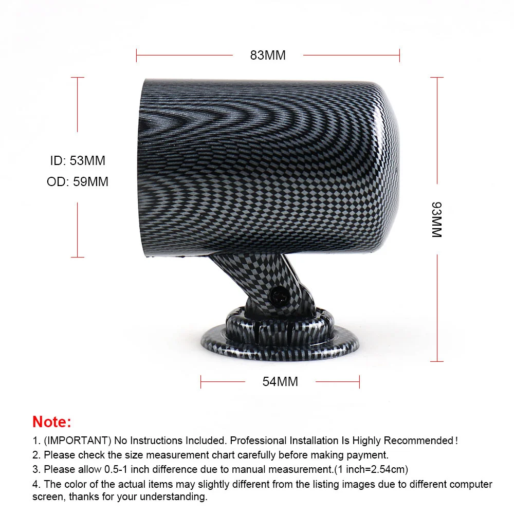 Universal 52mm Gauge Pod Gauge Cup Car Mount Holder Carbon Black Single Auto Car Meter Pods Dash Pod Mount Bracke