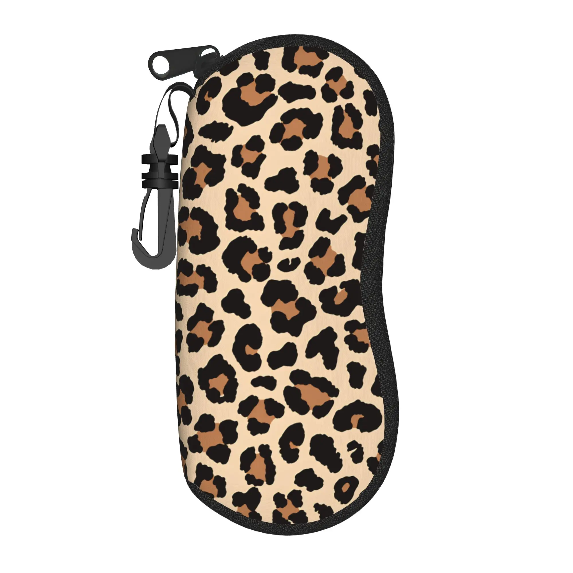Leopard Print Stylish Eyewear Case with Zip Closure