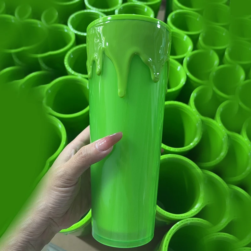 

Halloween Sippy Cup Easy To Clean High Capacity 710ml Double Layer Fluorescent Green Water Bottles And Cup Accessories Sippy Cup