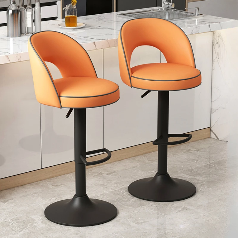 

Designer High Counter Bar Chairs Modern Minimalistic Leather Living Room Bar Stools Kitchen Bistro Banqueta Salon Furniture