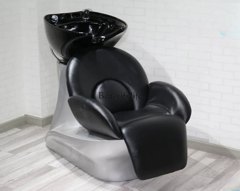 

High-End Japanese Half Lying Shampoo Chair Simple for Hair Salon Barber Shop Sitting Flush Massage Couch