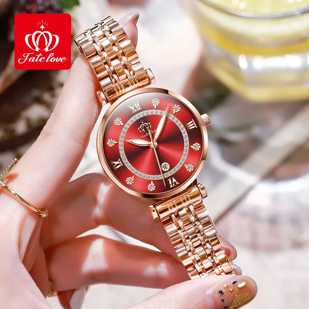 Fate Love 5866 Elegant Women's Watches Japan Quartz Movement Watch For Women Wristwatch Waterproof Calendar Ladies Hand Clock