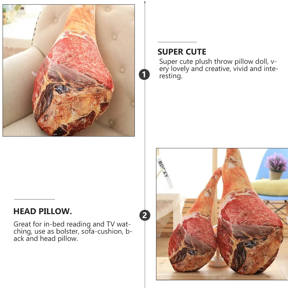 Simulated Ham Pillow Bacon Funny Cushion Food Prank Throw Filling: High Quality Pp Cotton Creative Bolster 2
