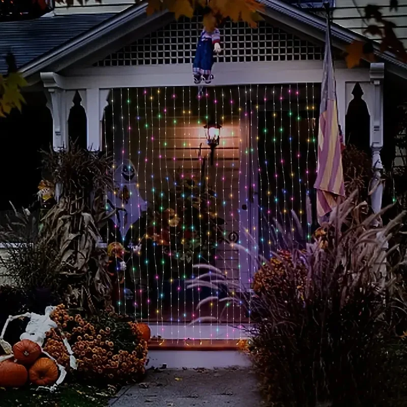 Description Picture 5 of item6M/3M Holiday Solar Curtain LED String Lights Outdoor Lighting Garland Christmas Garden Pavilion Wedding Decoration Fairy Light