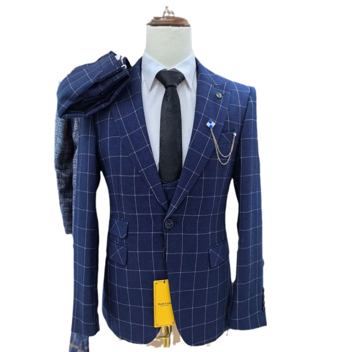 Man Suit Boutique Men's Plaid Wedding Casual Host Suit 3 Pieces Wedding Suits for Men  Suit for Men Wedding Dress
