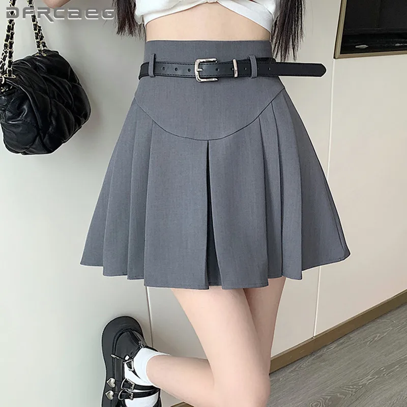 

Женская летняя юбка с завышенной талией, модель 2023 года, повседневная короткая юбка из ткани для студентов, серая