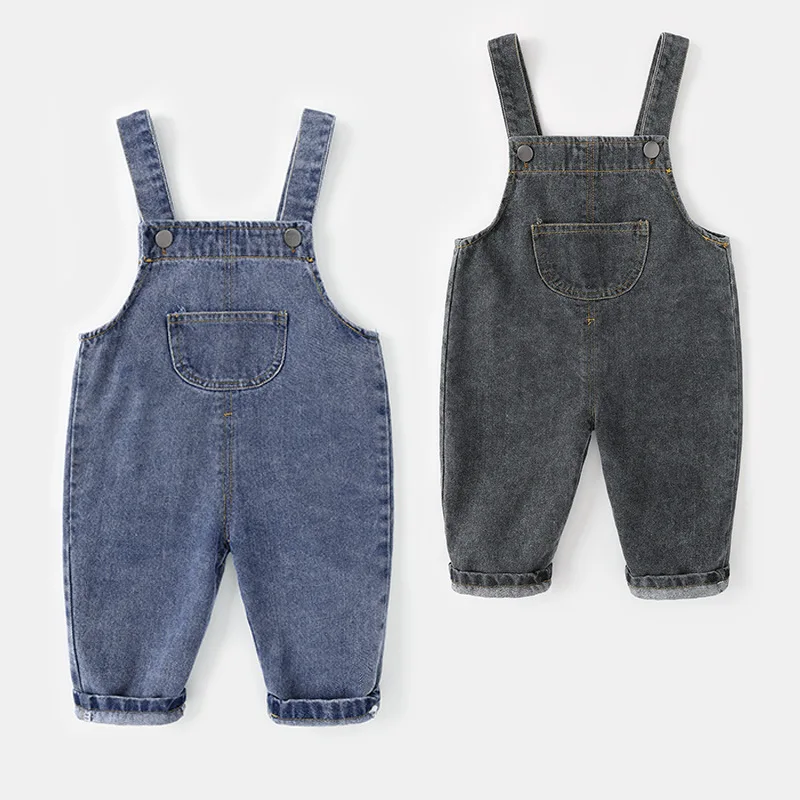 Infant Baby Boys Jeans Overalls Love Patch Pocket Denim Suspenders For 0-4T Kid Boys Solid Toddler Boys Jumpsuit Casual Clothes 2