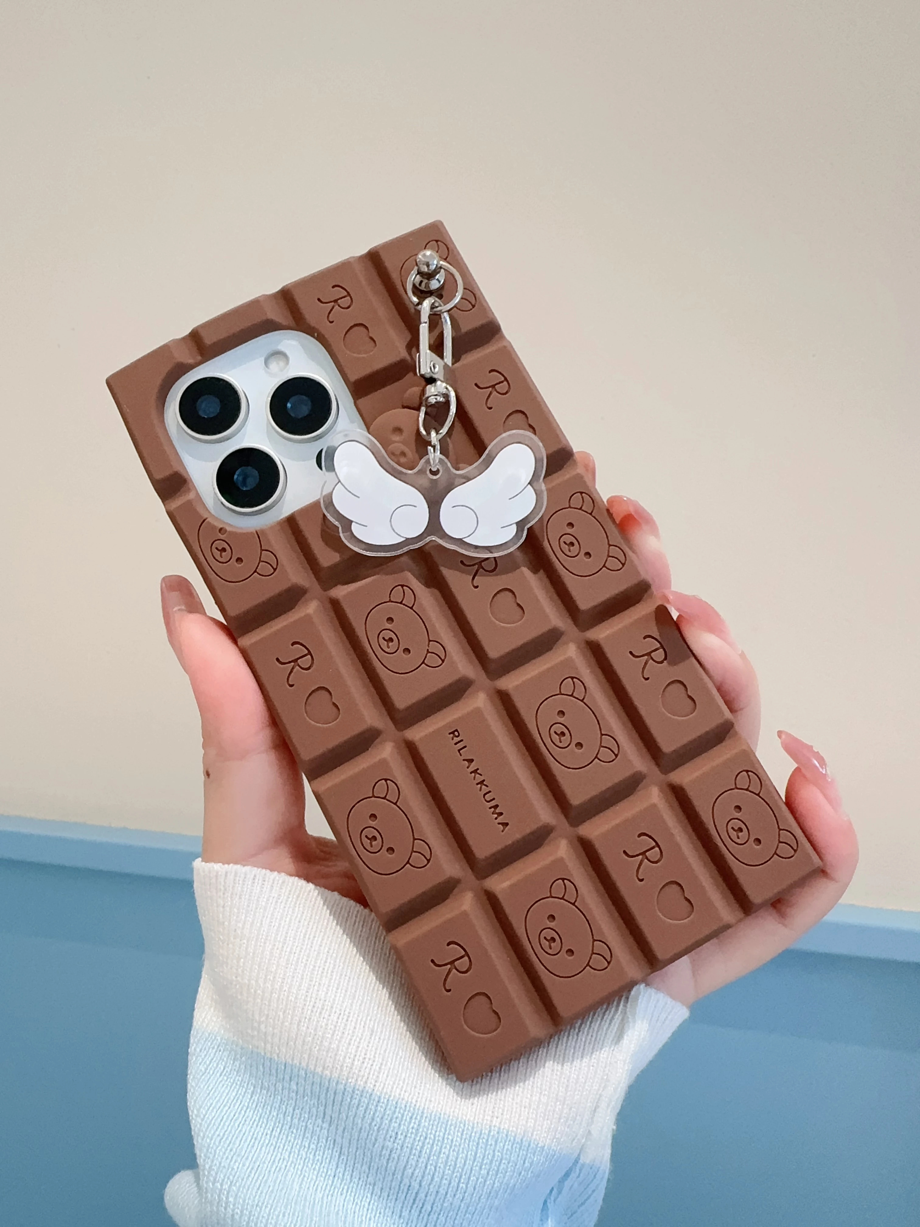 Pour iPhone 16 15 14 13 12 Pro Max 11 16promax So mignon Kitty aile porte-clés 3D dessin animé chocolat housse - AliExpress