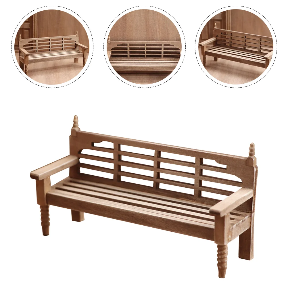 

Outdoor Bench Home+decor Small House Tool Layout Mini Prop Wood Decoration Supplies