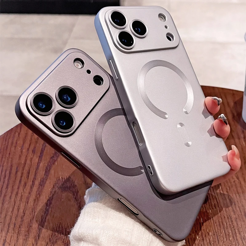 Luxury Matte Magnetic Wireless Charging Case with Glass Lens Protector