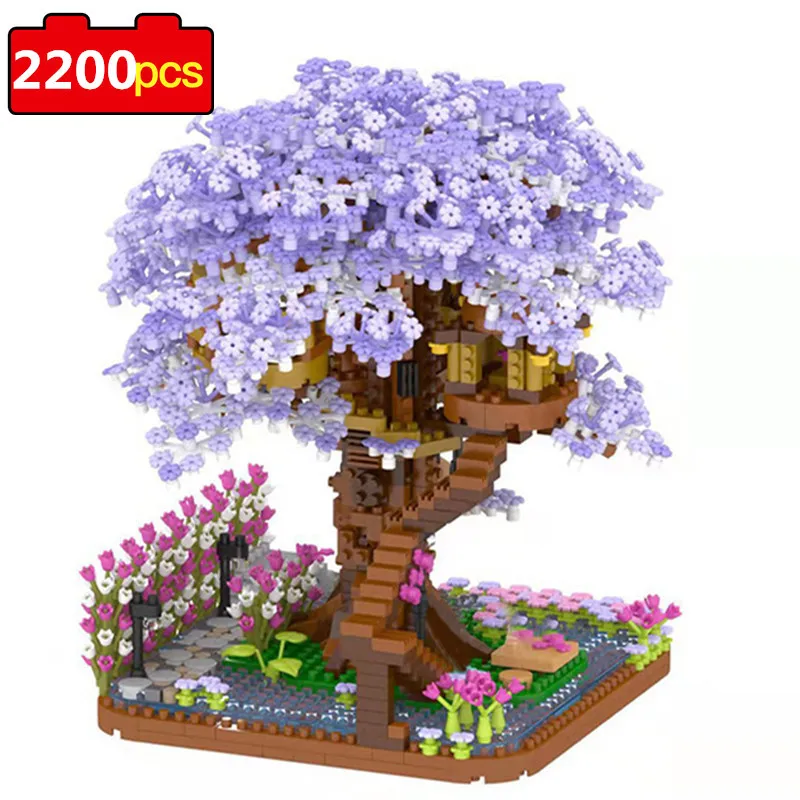 2138 pçs mini sakura árvore casa construir bloco cidade rua vista cerejeira  modelo bouquet blocos de construção brinquedos crianças presentes diy -  AliExpress