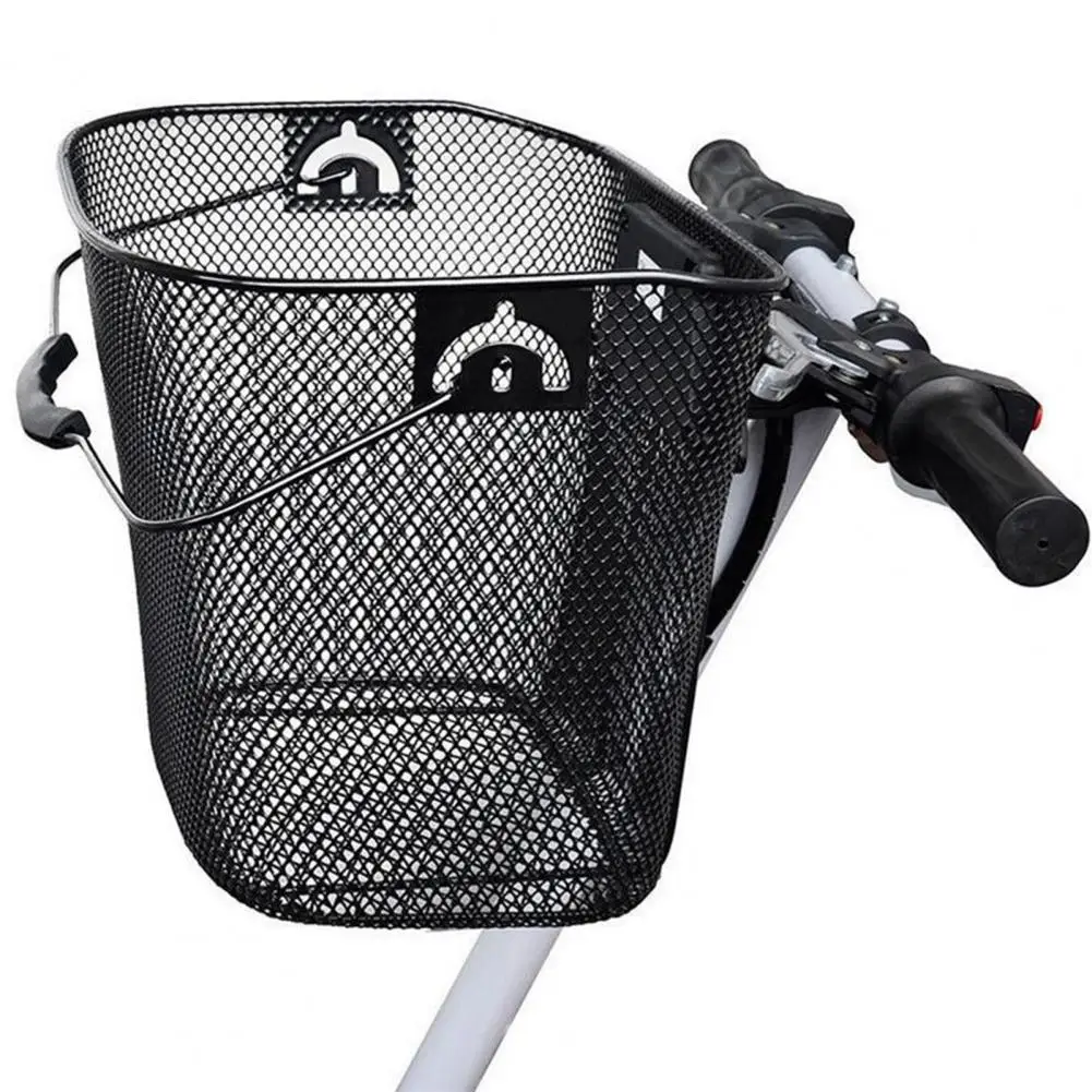 Metal Mesh Bike Basket Bike Hanging Basket MTB Bicycle Front Handlebar Basket com suporte de liberação rápida Bike Front Basket