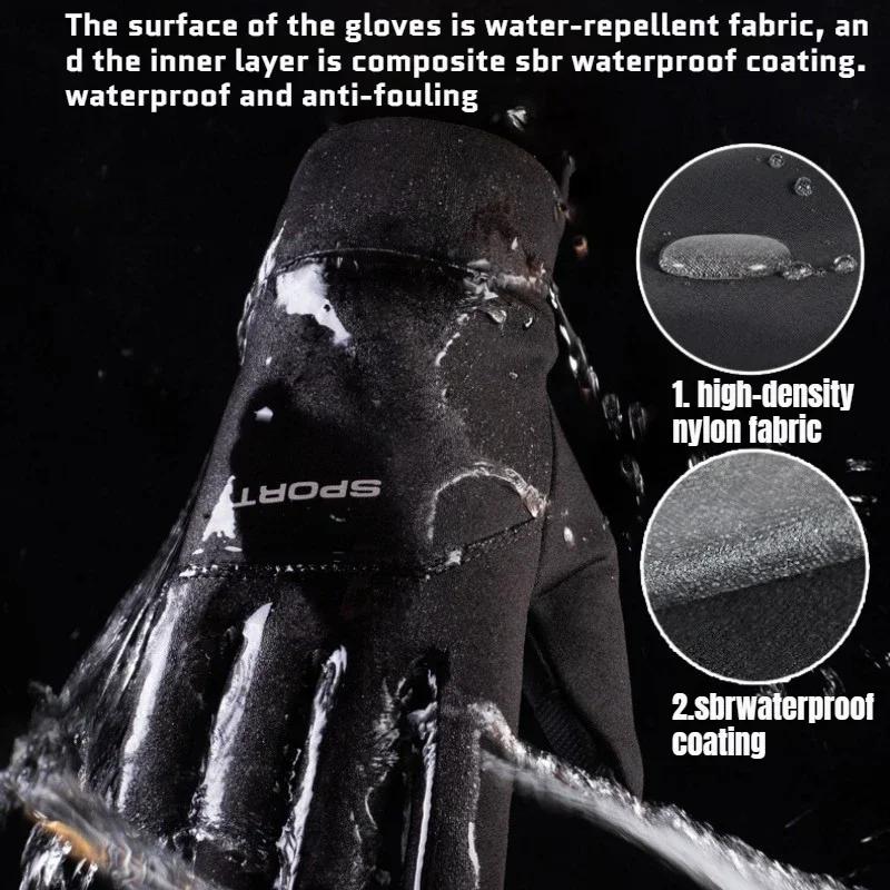 1Pair Fall Winter Second Finger Gloves Padded Warm Fishing Gloves Half Finger Touch Screen Windproof Anti-slip Cycling Sports