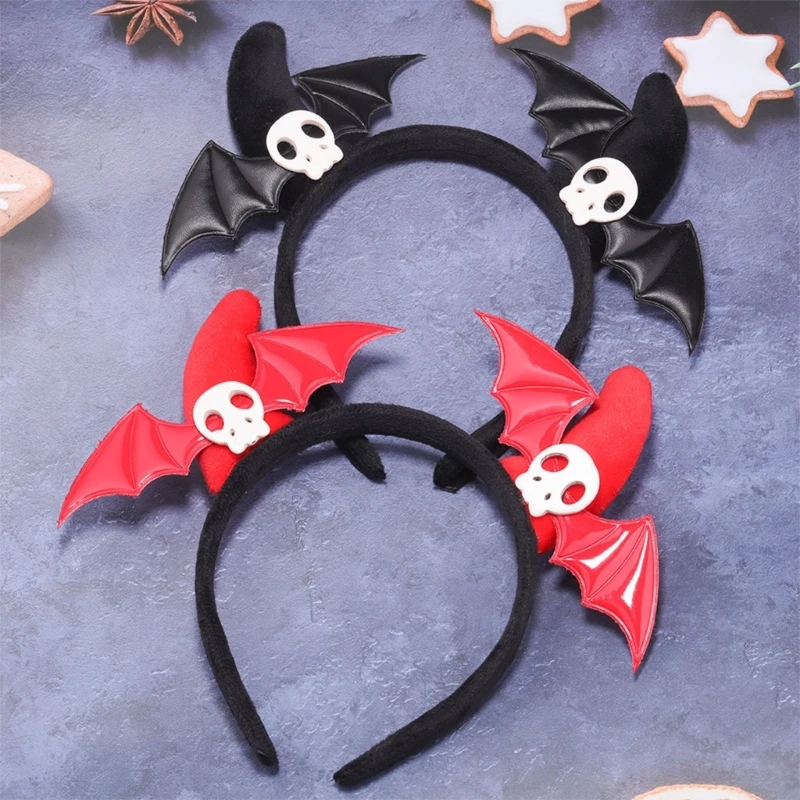 

Masquerades Devil Horn Hairband with Skull&Wing Halloween Teen Role Play Tiaras F0T5