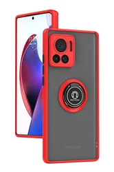 Durable Hard Silicone Phone Case with Magnetic Ring Holder for Moto G Pure G Power (Red)