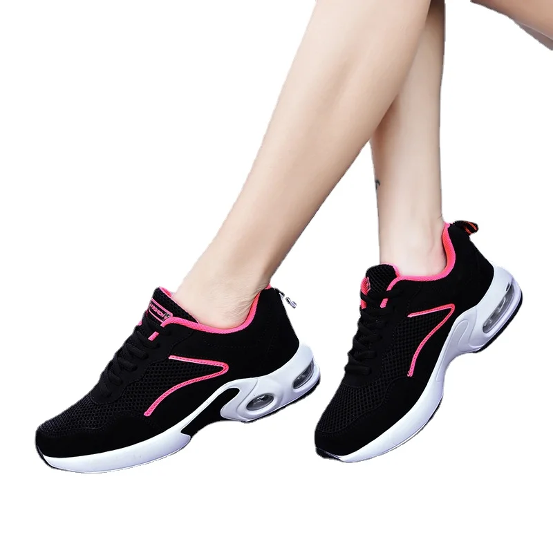 

Кроссовки женские сетчатые на толстой подошве, повседневная спортивная обувь для ходьбы, бега, тенниса, удобные черные