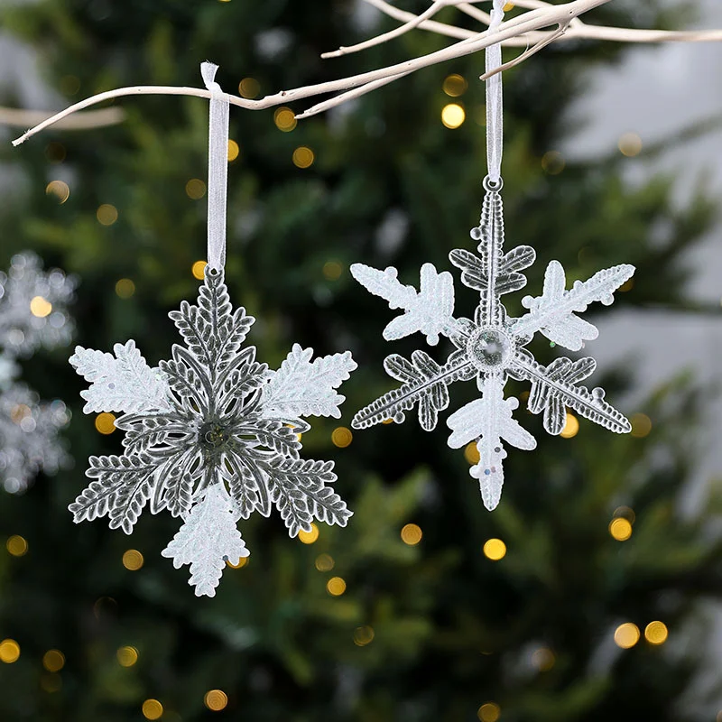 Shiny Icicle Ice Cone Snowflake Christmas Decoration Xmas Tree Hanging Ornaments Fake Snowflake Elsa Party Decors Winter Navidad