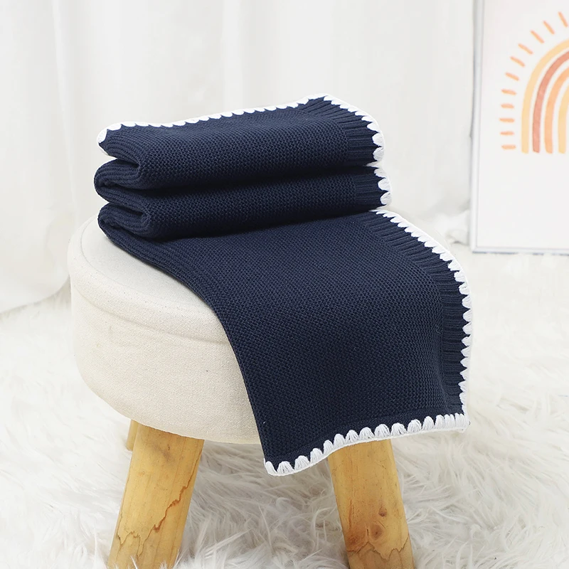 Baby Receiving Blankets for Girl & Boy 90*70cm Knitting Newborn Netural Dual-Use Crib Nap Bedding Sheets Children Cellular Solid 2