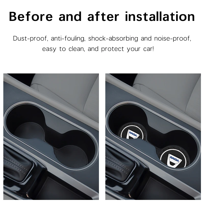 2Pcs Car Coasters Water Cup Slots Non-Slip Mat Water Cup Pad Auto Accessories For Dacia Logan Mcv 2 Duster Sandero Lodgy Dokker