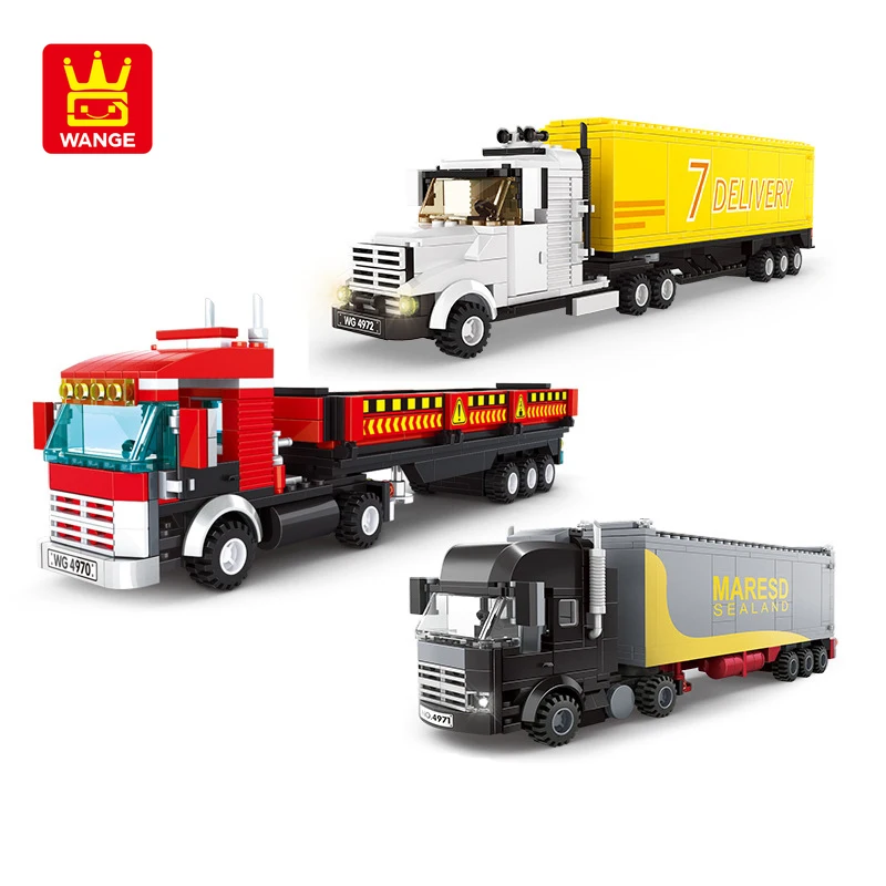 WANGE Large Truck Building Blocks Small Bricks DIY Toy City Transport Container Truck for Children Boys Products