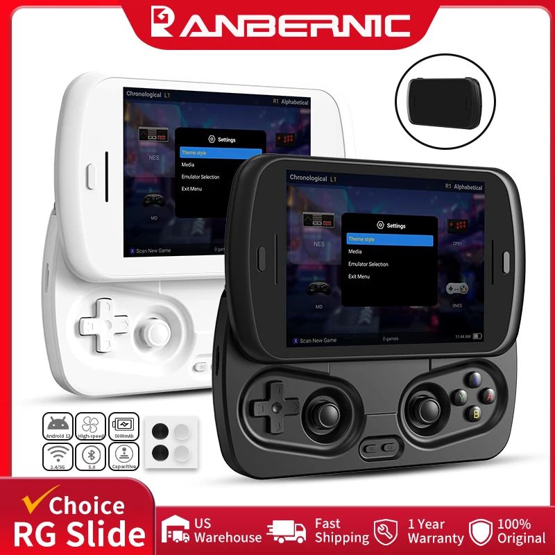 Anbernic RG Slide Retro Handheld Game Console 4.7" LTPS In-Cell Android Video Gaming Player Supports AI Assistant 1080p-Port Out