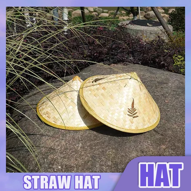 Chinese Style Straw Bamboo Sun Hat Cone Farmer Fishing Hat Sunshade Rainproof Hand-Woven Adult Travel Straw Hat Dance Props 1