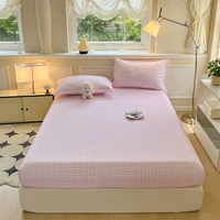 Plaid Style Fitted Sheet Skin-friendly Bed Cover Elastic Bedsheet for Girls Boys Room Couvre Lit Home Bed Linen(No Pillowcase) 2