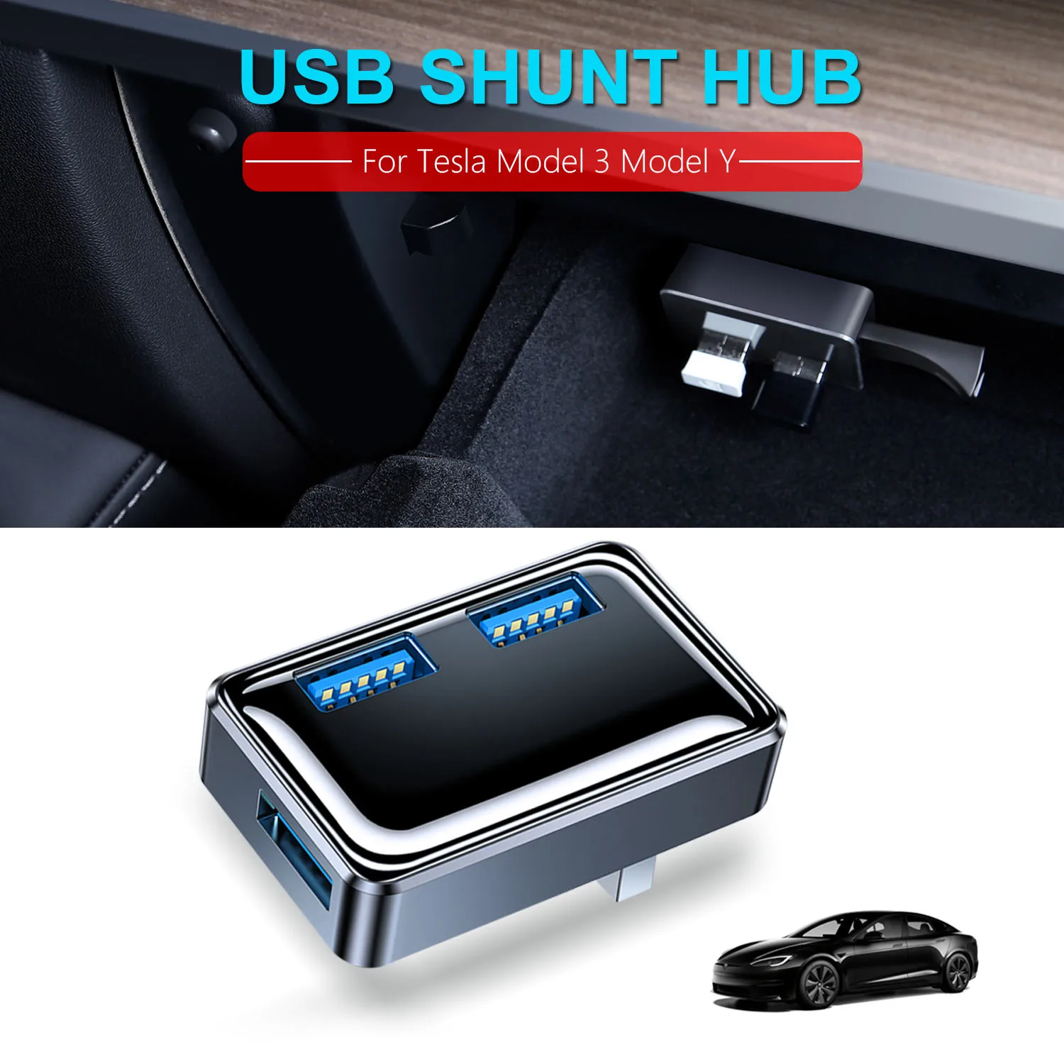 For Tesla Model Y Model 3 Accessories Glovebox USB Hub Port 모델3 모델y Docking  Station Quick Charger Adapter Splitter Extension - AliExpress