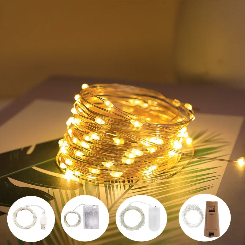 

10M USB LED Room Decor String Lamp Outdoor Battery Copper Wire Lights Fairy Lamp for Garland Christmas Wedding Party Decoration