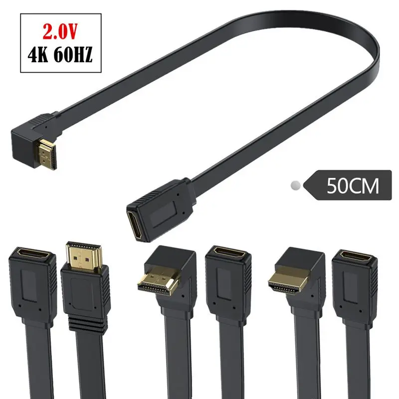 

Gold-Plated HDMI Compatible Version 2.0 4K 60HZ All Copper 19+1 Flat Male Female Extended High-Definition Connection Cable