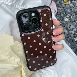 Aesthetics Double Color Polka Dot Shockproof Phone Case with Y2K Jelly Bumper Cover - iPhone 15 Plus (B)