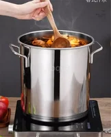 Grande marmite à soupe épaisse en acier inoxydable avec couvercle à poignée, grand seau, baril d'eau, chef domestique, casseroles de cuisine d'occasion 4