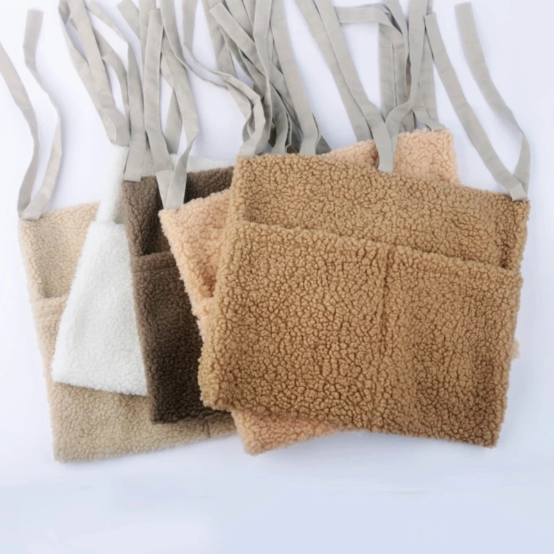 New Thick Plush Baby Crib Hanging Storage Bag Portable Double Pockets Newborn Cot Toy Organizer Bag Bed Headboard Storage Pouch 2