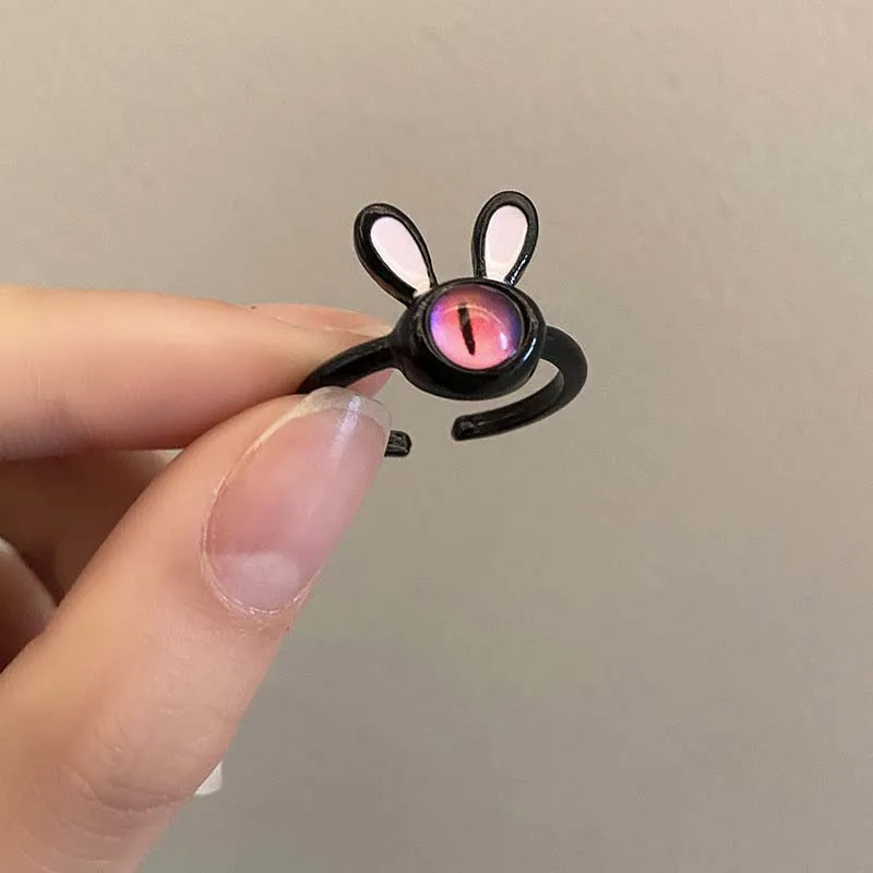 2025 Fashion Style Funny punk style black cat for women, fashionable and cute long couple convertible ring, artificial ring_voghion.com