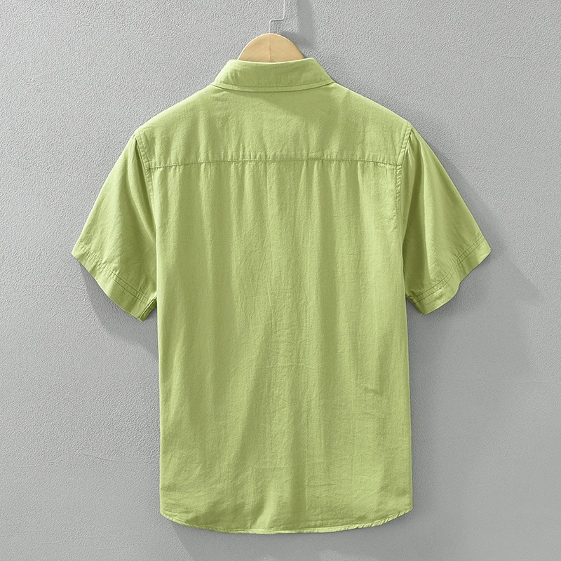 Men Casual Safari Style Short Sleeve Shirts Summer Plus Size Cotton
