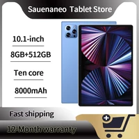 New 5G Pro Pad 10.1-inch Android Tablet Google Play 8 Core 8GB RAM 512GB ROM 1280 * 800 Display Dual SIM Dual WiFi 8000mAh 1