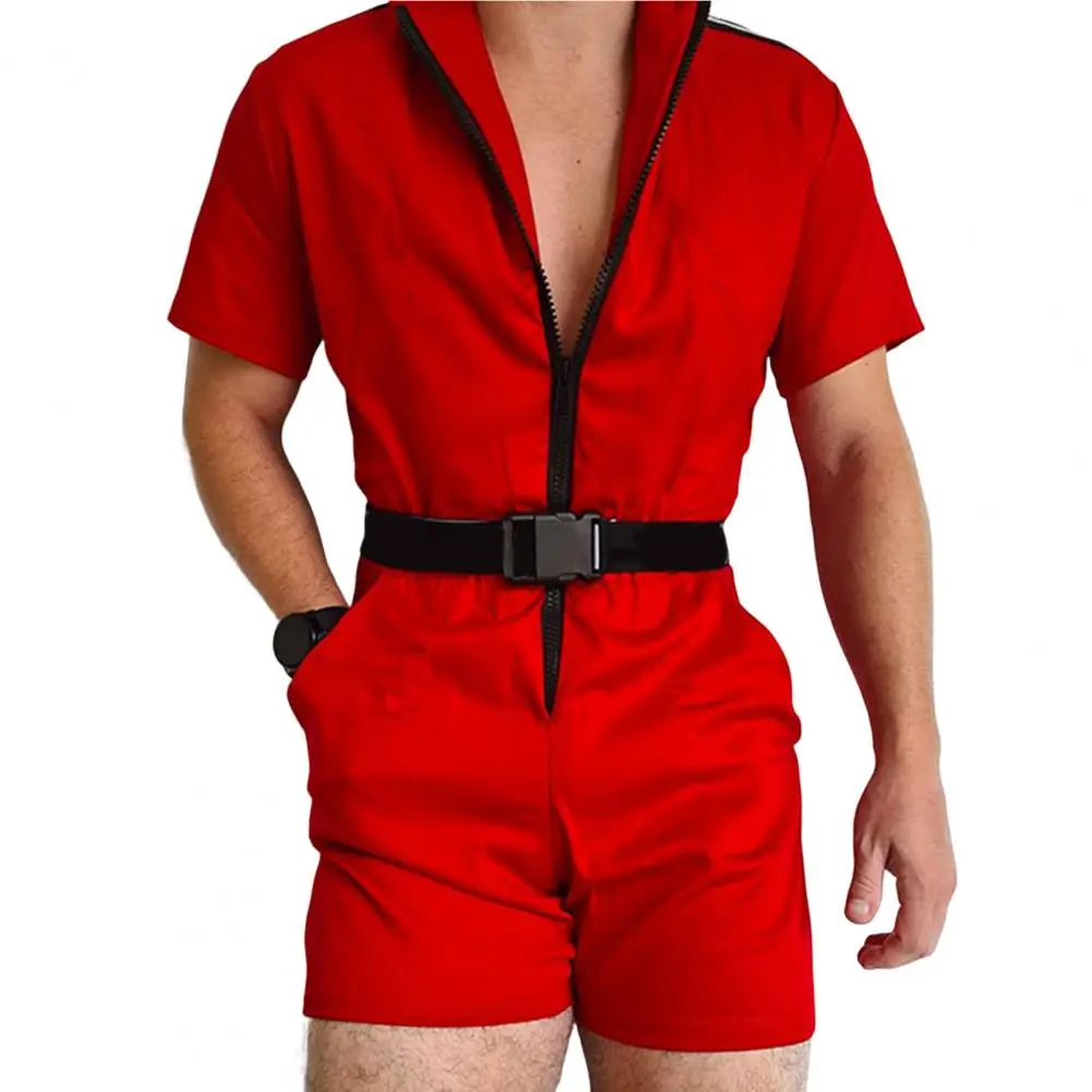 Stylish Men Overall Shorts Zipper Temperament Slim Short Sleeve Romper Male Men Jumpsuit Streetwear - Image 5