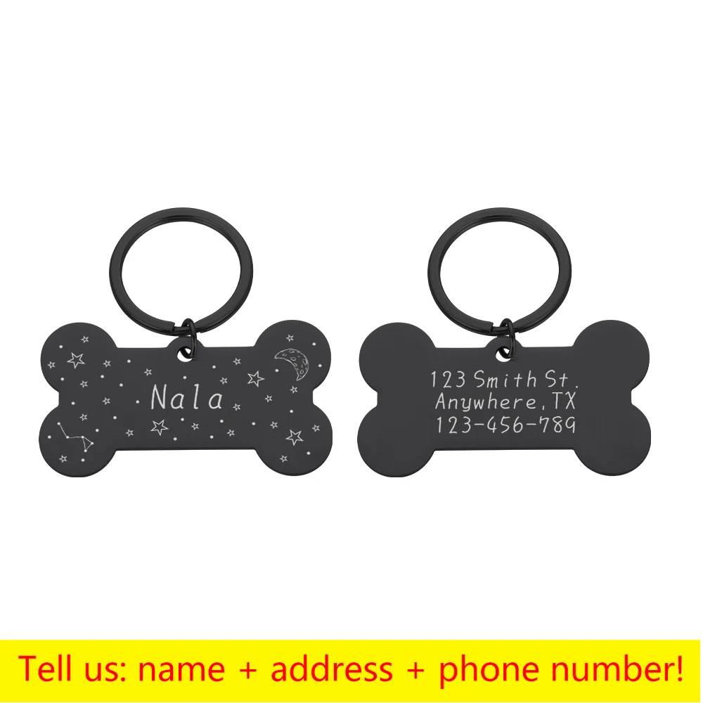 Personalized Collar Pet ID Tag Engraved Pet ID Name for Cat Puppy Dog Tag Pendant Keyring Bone Tag Pet Accessories Dropshipping 